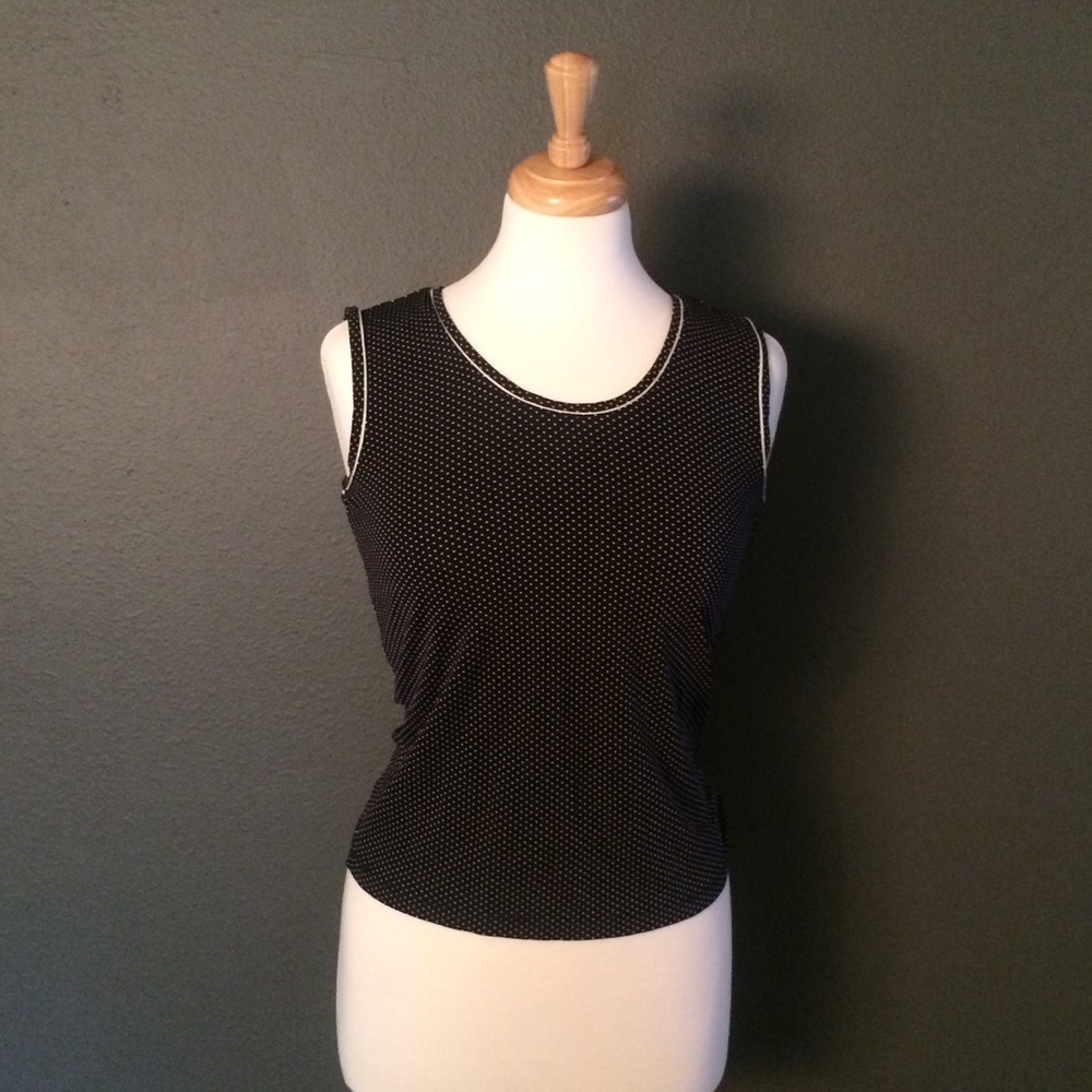 Ann Taylor XS Navy Blue Polka Dot Sleeveless
